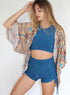 Blue Paisley Butterfly Top + Kimono in One